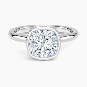 Anillo de compromiso de moissanita de 2 quilates con corte cojín, engaste de bisel, anillo nupcial solitario - Product Image 3