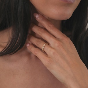 Bague chaîne à maillons 1,8 mm, solitaire minimaliste, délicate, moderne, pour usage quotidien, élégante, en or massif 14k 18k, prix d'usine - Product Image 2