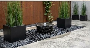 Fontaine en pierre de basalte naturelle de 40 cm, bassin en roche pré-percé avec 2 rainures de drainage pour aménagement paysager de jardin - Product Image 5