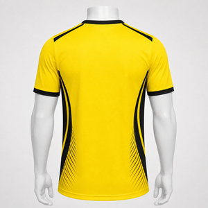 Maillot de tennis sublimé pour homme, col rond, manches courtes, coloris jaune et noir, séchage rapide, le plus vendu, OEM - Product Image 5