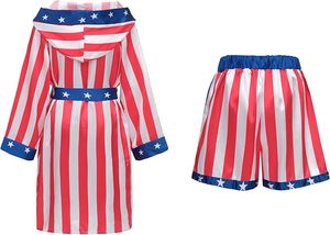 American Flag Boxing Costume <b>Dummy</b> Men Women Adult Cotton Boxer Robe Shorts Belt Boxing Gloves Breathable Customized Color Logo - Product Image 2
