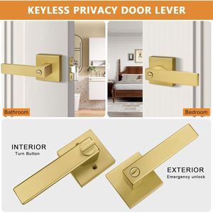 Heavy Duty 10-Pack <b>Gold</b> Keyless Interior <b>Door</b> <b>Knob</b> Lockset Reversible Privacy <b>Door</b> Handle Bedroom Keyless Handleset for Interior - Product Image 4
