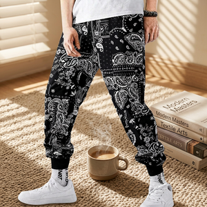 High Quality Custom Logo <b>Bandana</b> Woolen Straight Leg Mid Waist Sporty Jogging Trousers Joggers <b>Men</b> - Product Image 4