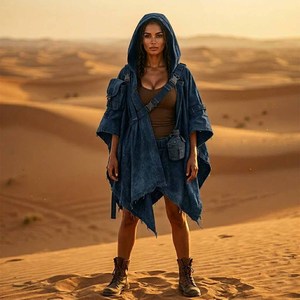 Poncho tactique, Cape Techwear, Cape utilitaire Cyberpunk, Tenue châle en toile - Product Image 1