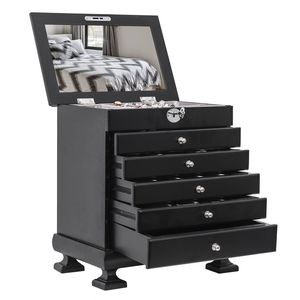 Portagioie in Legno Personalizzabile a 6 Livelli con 5 Cassetti, Design Moderno Nero, Realizzato a Mano con Chiusura Magnetica - Product Image 5