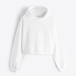 Sudadera corta para hombre, de algodón, oversize, con hombros caídos, estilo streetwear, de tela gruesa, con logo personalizado, sudadera con capucha corta para hombre. - Product Image 1