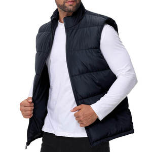 Chaleco Acolchado Negro para Hombre, Cuello Alto, Cierre de Cremallera, Resistente al Viento, Ropa de Invierno con Bolsillos, Chaqueta sin Mangas Informal - Product Image 2