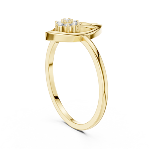 Anillos de oro macizo de 10k, 14k y 18k para mujer, con diamantes de corte redondo minimalista en forma de hoja, para regalo, compromiso, aniversario, boda. - Product Image 5