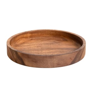 Eco-Friendly Round Wooden Tray Handcrafted <b>Decorative</b> Dish with Scenic Pattern Modern Design Movable <b>Kitchen</b> Hotel Event Use - Product Image 1