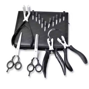 Kit d'outils portables en métal pour extensions de cheveux avec accessoires en acier inoxydable à maintien robuste pour application professionnelle de coiffure - Product Image 1