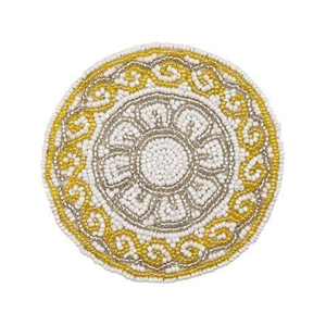 Exclusive Design Handcrafted Beaded Butterfly Tea Coaster <b>Red</b> and Golden with <b>Sequin</b> Details for Elegant Table Decor coaster - Product Image 3
