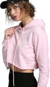 Nouveau sweat-shirt à capuche court pour femme, respirant et confortable, en molleton French Terry rose, sweat-shirt à capuche pour fille, orange - Product Image 2