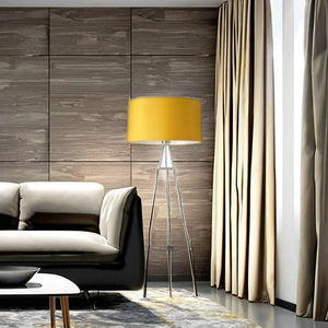 Lampadaire en métal au design rond moderne de qualité supérieure avec abat-jour en tissu LED/ampoule fait à la main en Inde - Product Image 3