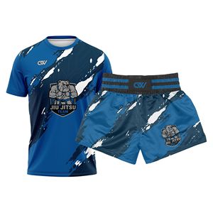 Conjunto de Entrenamiento de MMA y Muay Thai con Logotipo Sublimado Personalizado, MOQ Bajo, Manga Corta, Ropa de Artes Marciales Elástica, Diseño Personalizado con Impresión Completa - Product Image 1