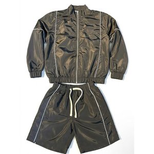 ชุดวอร์มแบบ unisex น้ำหนักเบา เสื้อแจ็คเก็ตซิป ¼ ตัวพร้อมกระเป๋าข้าง กางเกงขาสั้นรูดเชือก ดีไซน์สปอร์ตสีสันตัดกัน เหมาะสำหรับใส่ในฤดูใบไม้ผลิ - Product Image 6