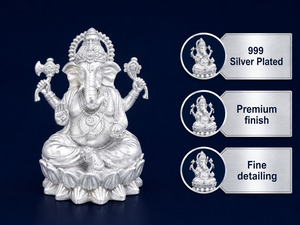 Idole de Ganesh Ji en laiton plaqué argent 999, 2,5x2x3,5cm, 27g, décoration moderne pour la maison, pour Diwali Puja - Product Image 3