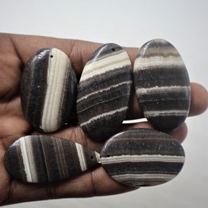 2024 venta al por mayor de cabujón de calcita de cebra natural hecho a mano piedras preciosas de corte ovalado suelto varios tamaños y formas con taladro - Product Image 3