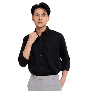 เสื้อเชิ้ตผู้ชายแบบลำลอง ทอผ้าพิมพ์ลายตามสั่ง ย้อมสีพื้น กันยับ ตรวจจับรอยขาดด้วยเข็ม โพลีเอสเตอร์/คอตตอน ODM แขนยาว หลายตำแหน่งสวมใส่ - Product Image 3