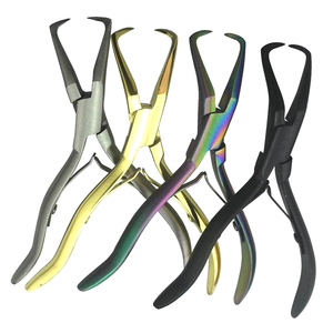 Alicates Profesionales para Extensiones de Cabello de Doble Uso con Recubrimiento Arcoíris, Alicates Curvos con Dientes de Acero Inoxidable Sostenible - Product Image 1