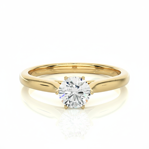 Anillo solitario con diamante cultivado en laboratorio de corte brillante redondo de 1-5 quilates, color F, VVS1, certificado IGI, oro amarillo de 9K, engaste de puntas, para mujer. - Product Image 2