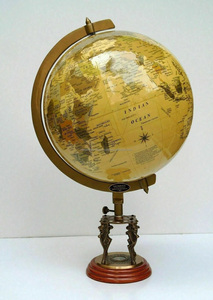 Armillary ทองเหลืองหมุนโลหะแผนที่โลกฐานไม้ตกแต่งบ้านโต๊ะโบราณทองขาตั้งทันสมัย - Product Image 6