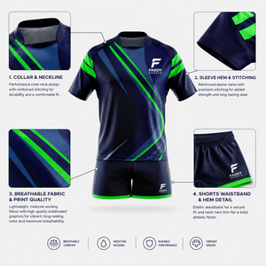 Ensembles de maillots de rugby personnalisés par sublimation, respirants, durables, uniformes d'équipe de rugby, séchage rapide, maillots et shorts de rugby professionnels pour hommes - Product Image 4
