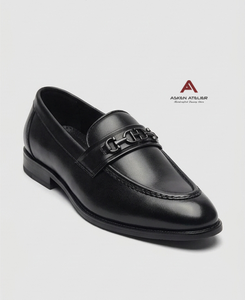 Asken Atelier <b>Men's</b> Premium <b>Black</b> Slip-On Loafers Synthetic Leather Upper TPR Outsole Cushioned Breathable Formal Business - Product Image 2