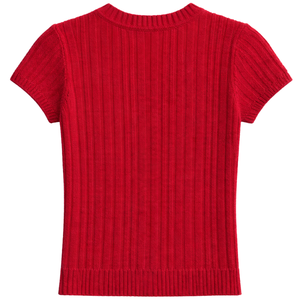 เสื้อยืดผู้หญิง แขนสั้น คอกลม ทรงเข้ารูป ผ้าถักลายริบ ยืดหยุ่น นุ่มสบาย ไม่ยับง่าย สไตล์ลำลอง ใส่ได้ทุกวัน เหมาะสำหรับฤดูใบไม้ร่วง - Product Image 2