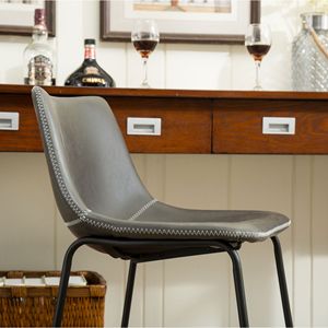 Set da Pranzo Bronco in Legno Anticato con Tavolo Alto e Sei Sedie Grigie per la Casa Moderna - Product Image 5