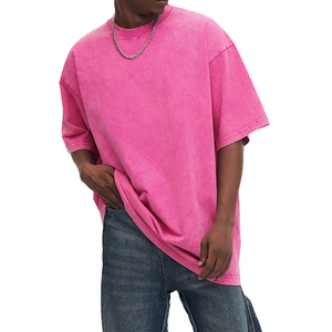 Camiseta Lisa de Algodón Grueso de 300 g/m², Lavada, con Estampado Personalizado y Bordado, Camisetas Extra Grandes para Hombre con Lavado Ácido - Product Image 5