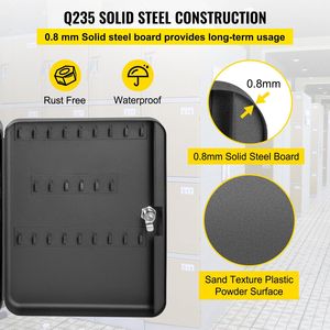 Gabinete de llaves de acero Q235, caja de almacenamiento de llaves montada en la pared de 120 posiciones, organizador de caja de llaves negra para escuela, oficina, Hotel, banco - Product Image 5