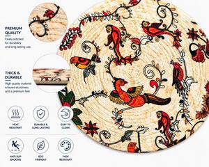 Mantel Individual Redondo de Poliéster con Estampado Floral y de Aves Coloridas, Mantel Decorativo para Mesa de Comedor - Product Image 3