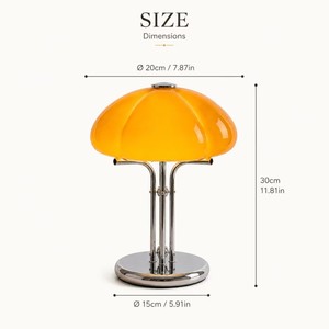 Modern Round Table <b>Lamp</b> With Orange Glass Shade And Chrome Base For Indoor Lighting - Product Image 2