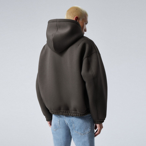 2026 Vente en gros Sweat à capuche zippé pour homme en molleton uni olive, coupe ample avec poches latérales, sur mesure, ODM OEM - Product Image 3