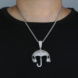 Collar con Colgante de Paraguas y Amuleto de Dinero, con Moissanita Baguette Brillante, Joyería Hiphop de Moda y Estilo - Product Image 4