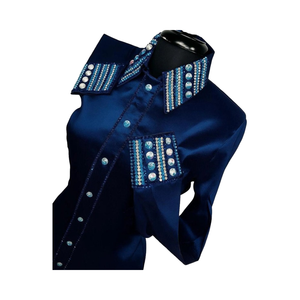 Handmade Cowgirl Western Show Shirt High Waist Zipper Closure Breathable Stretch Taffeta Fabric for <b>Horse</b> <b>Riding</b> <b>Wear</b> - Product Image 1