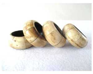 SAMI HANDICRAFTS ชุดแหวนรองผ้าเช็ดปากลายหินอ่อนสีเบจ 4 ชิ้น ธีมโรแมนติก วัสดุ MOP ของตกแต่งที่ทนทานสำหรับงานสังสรรค์ในครอบครัว/งานปาร์ตี้ - Product Image 5