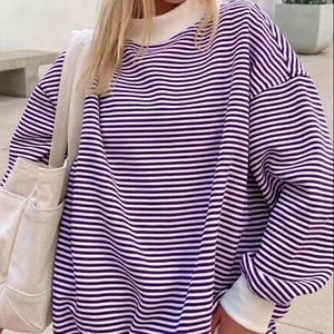 Best Selling Striped Mockneck Winter Sweatshirt Women Breathable Quick Dry <b>Drop</b> Shoulder Full Sleeves Knitted Polyester/Cotton - Product Image 1