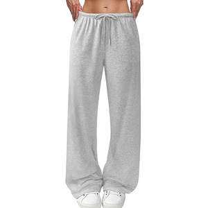 Pantalon de survêtement large pour femme, taille haute, coupe ample, avec cordon de serrage et poches, idéal pour la détente - Product Image 1