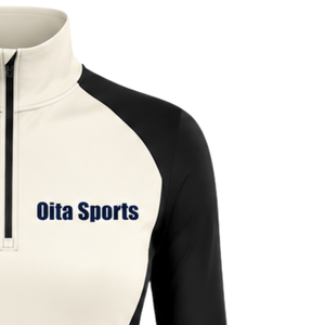 Haut de sport pour femme à col zippé, ivoire, manches longues, ajusté, pour l'entraînement, col montant, avec passe-pouce, vêtement de performance - Product Image 4