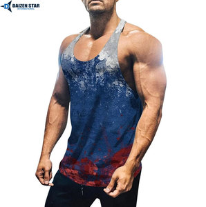 Camiseta sin mangas para hombre con estampado de palmeras tropicales, cuello redondo, estilo casual de secado rápido y tejido de punto. - Product Image 5