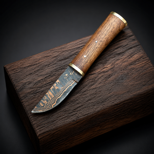 Custom Handmade Pukko Copper Damascus Hunting Knife Fixed Blade Outdoor Camping Survival Bushcraft Knife with <b>Leather</b> Sheath OEM - Product Image 1