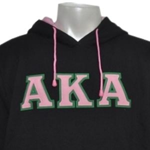 Sudadera con Capucha para Mujer, Color Negro, Rosa y Verde, con Letras Griegas Bordadas, Informal, de Manga Larga - Product Image 3