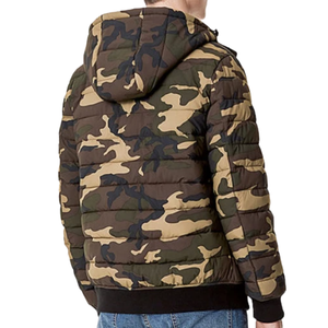 Solid Design Coated Canvas Hooded Puffer <b>Jacket</b> Polyester Cotton Casual Men's Winter Zip Eco-Friendly Windproof - Product Image 2