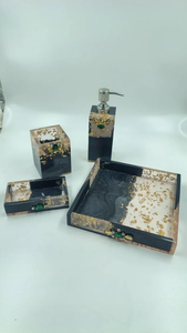 NEHA ENTERPRISES designer resin bath accessory <b>set</b> modern <b>soap</b> pump holder tray and tumbler collection - Product Image 3
