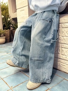 กางเกงยีนส์เอวสม็อคแบบสวมใส่สบายสำหรับผู้หญิง พร้อมเชือกผูก - Product Image 2