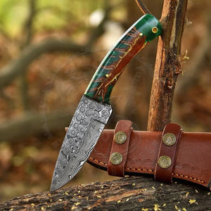 Cuchillo Plegable de Acero de Damasco Hecho a Mano para Camping, Mango de Piña, Borde Serrado, Punta Caída, 10 Pulgadas, Diseños de Grado Industrial OEM - Product Image 1