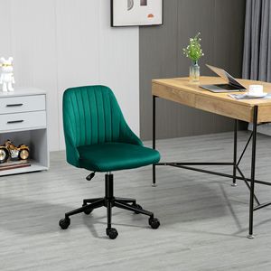 Sedia da Ufficio Girevole in Velluto Verde, Design a Conchiglia, Sedia Direzionale per Casa, Regolabile, in Alluminio e Tessuto di Nylon - Product Image 2