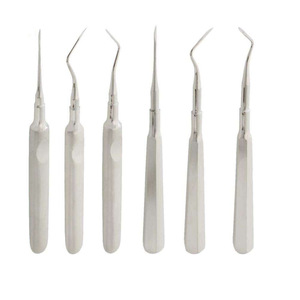 Élévateurs manuels pour racines Heidbrink (droits) en acier inoxydable, poignée ergonomique argentée, réutilisables, certifiés CE Classe I - Product Image 1