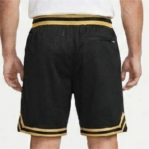 <b>Men's</b> Black Mesh Basketball <b>Shorts</b> With <b>Yellow</b> Trim Drawstring Waist Casual Athletic Workout Gym Sport <b>Shorts</b> Breathable <b>Shorts</b> - Product Image 5